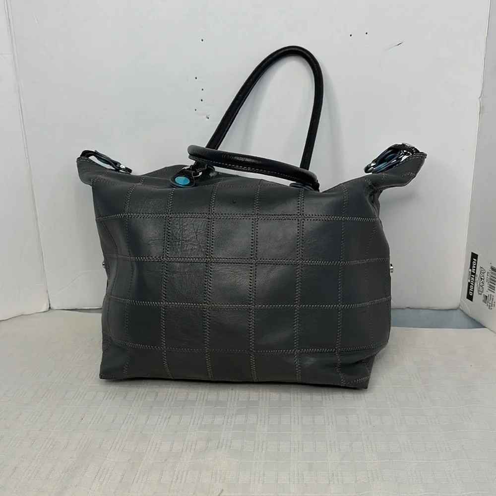 Gabs ITALIAN Tote Bag Blue Leather Woven Patchwork bag